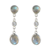 Yasmin Grey Stud Earrings with Elegant Gemstone Design Labradorite Gray Stud